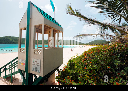 Lifeguard Hut on a Beach, Flamenco Beach, Culebra, Puerto Rico Stock Photo