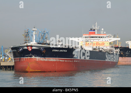 Bulk fuel carrier ship the Stena Arctica moored alongside Fawley Marine Terminal on Southampton Water southern England UK Stock Photo