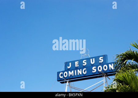 Jesus Coming Soon Sign, Hawaii, USA Stock Photo