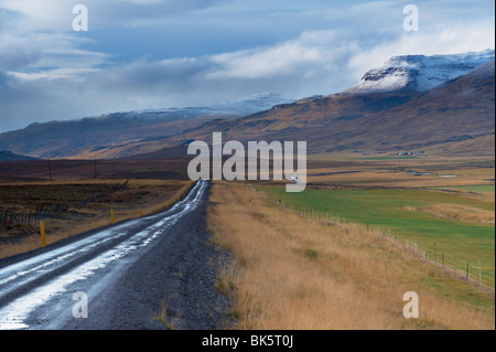 Road 711 in Vatsnes Peninsula, not far from Blonduos, in the north of Iceland, Iceland, Polar Regions Stock Photo