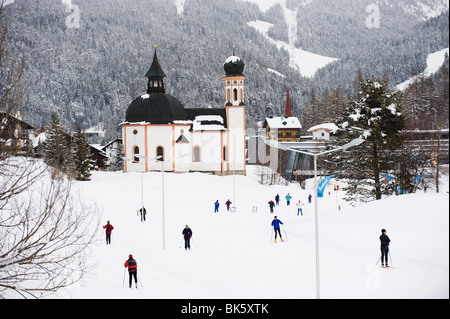 Cross country skiing, Seefeld ski resort, the Tyrol, Austria, Europe Stock Photo