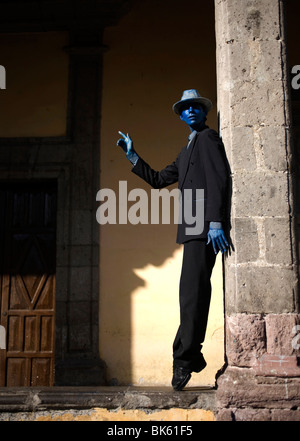 An street artist perfoms in the main square of the colonial town of Coyoacan, Mexico City, Feb. 24, 2008. Stock Photo