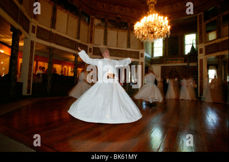 Whirling dervishes at Uskudar's convent, Istanbul, Turkey, Europe Stock Photo