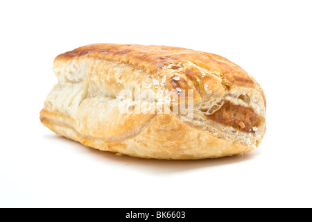 Golden Sausage Roll made from sausage meat and flaky puff pastry. Stock Photo