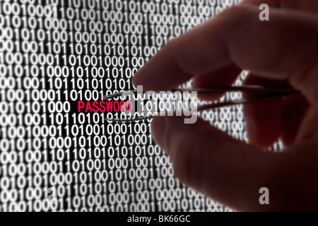 Computer lcd monitor with binary code and password text, great concept for technology and internet security. Stock Photo