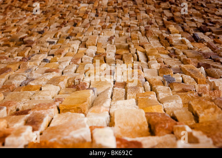 Old handcraft wall background, great for wallpapers, architecture or construction themes Stock Photo