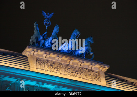 Quadriga on the Brandenburger Tor Brandenburg Gate, Festival of Lights 2009, Berlin, Germany, Europe Stock Photo