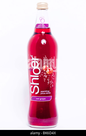 A bottle of Shloer sparkling red grape juice drink on a white background Stock Photo