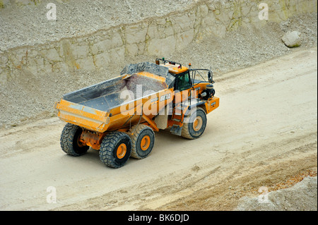 Dumper Truck in Limestone Quarry Stock Photo