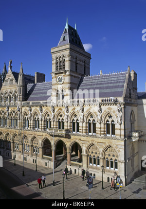 Historical Victorian 1800s Gothic Revival style façade of Northampton Guildhall a Grade II listed municipal building in Northamptonshire England UK Stock Photo