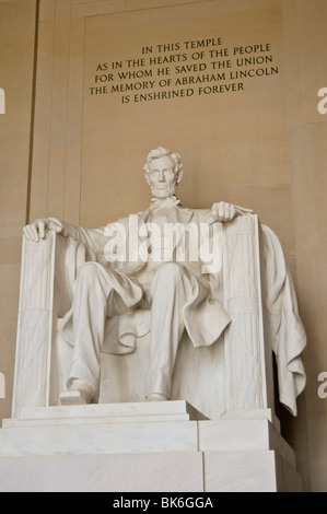 Inside of the Lincoln Memorial in Washington DC Stock Photo