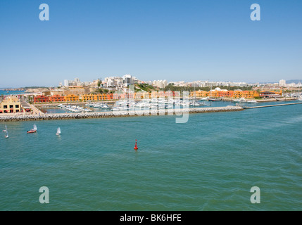 Portimão marina, at the mouth of the River Arade in southern Portugal's Algarve province Stock Photo