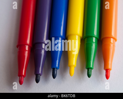 Close up of colourful felt tip pens Stock Photo