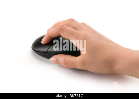 hand holding mouse Stock Photo