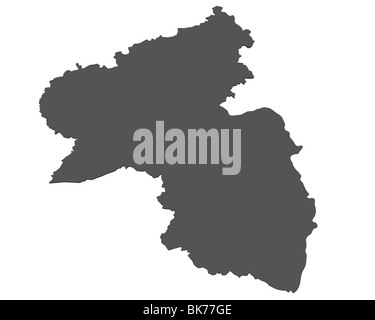 Isolated map of the german state of Rhineland Palatinate rendered in 3d. Stock Photo