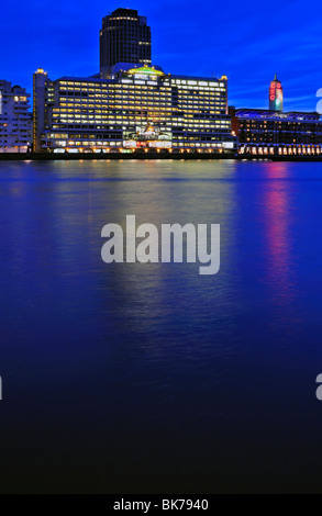 Night time view of Sea Containers House and Oxo Tower Wharf on the South Bank, London, United KIngdom Stock Photo