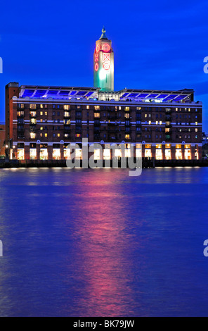 Night time view of Oxo Tower Wharf on the South Bank, London, United KIngdom Stock Photo