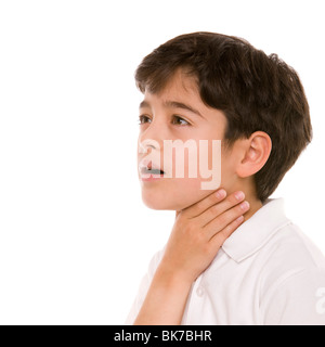 Boy with a sore throat Stock Photo