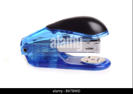 Blue stapler on white background Stock Photo