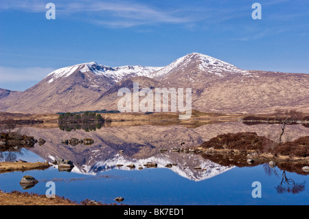 The Black Mount Rannoch Moor with Clach Leathad left and Meall a Bhuiridh right and Lochhan na-Achlaise front in Highland Scotland Stock Photo