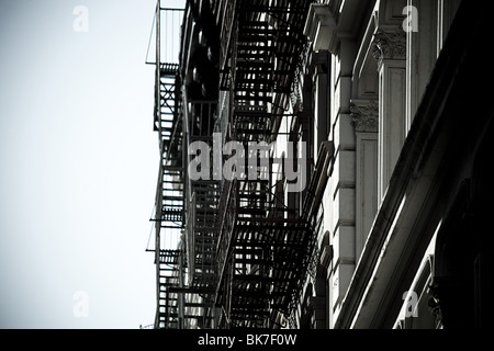 Fire escapes on new york buildings Stock Photo