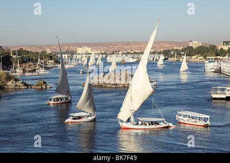 Felucca boats on nile cataract Stock Photo