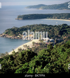 View of the coast of Phuket showing Kata Noi beach and Kata Beach in the foreground, Thailand, Southeast Asia, Asia Stock Photo