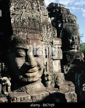 Bayon, built in the late 12th and 13th centuries, Angkor Thom, Angkor, UNESCO World Heritage Site, Cambodia Stock Photo