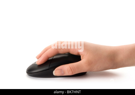 hand holding mouse Stock Photo