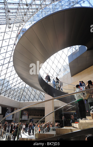 France Paris Louvre museum musee palais I.M. Pei interior pyramid glass Stock Photo