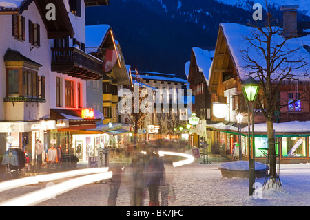 Main street in winter, St. Anton am Arlberg, Tirol, Austria, Europe Stock Photo