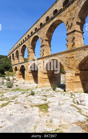 Europe France Provence Pont du Gard ancient Roman aqueduct Gard River tourist attraction Stock Photo