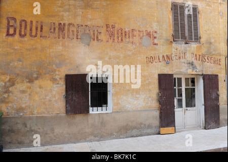 France Cote d'Azur  Provence Cassis the wall of an old boulangerie patisserie Stock Photo