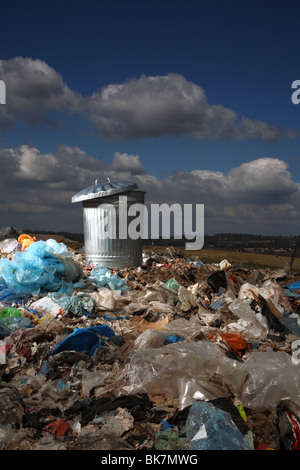 dustbin at landfill site Stock Photo