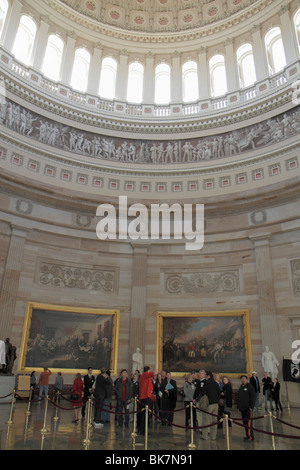 Washington DC,United States US Capitol,Rotunda,history,government,frieze,dome,paintings,Surrender of General John Burgoyne,Declaration of Independence Stock Photo