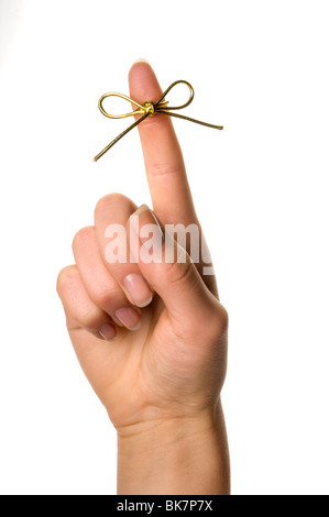 finger with ribbon Stock Photo