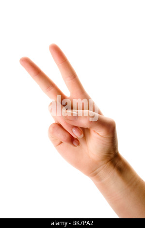 victory sign peace sign Stock Photo