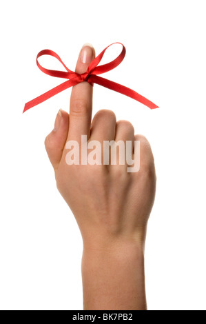 finger with ribbon Stock Photo