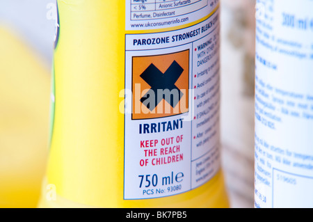 Close-up of bleach bottle