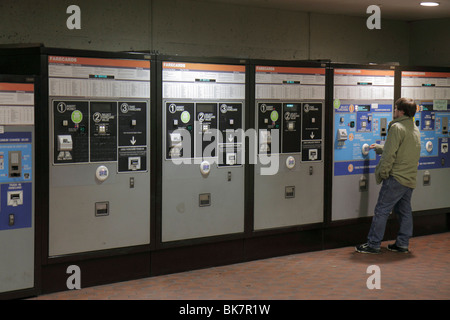 Washington DC,Gallery Place Metro Station system,vending machine,fare card,passenger passengers rider riders,commuter,commuters,DC100222019 Stock Photo