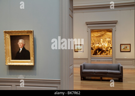 Washington DC,National Gallery of Art,West building,museum,exhibit exhibition collection Gilbert Stuart painting,portrait,Thomas Jefferson,1821,Shaw M Stock Photo