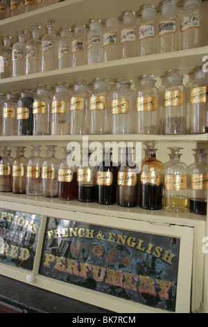 Alexandria Virginia,Old Town,South Fairfax Street,historic district,Stabler Leadbeater Apothecary Museum,chemist,old fashioned,Early America,glass bot Stock Photo