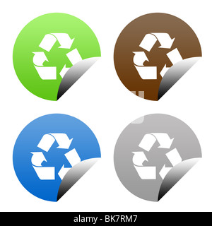 Set of buttons in eco recycling colors, isolated on white background with copy space. Stock Photo