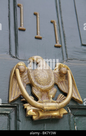 Alexandria Virginia,Old Town,King Street,historic district,antique door knocker,brass,eagle,111,VA100223010 Stock Photo