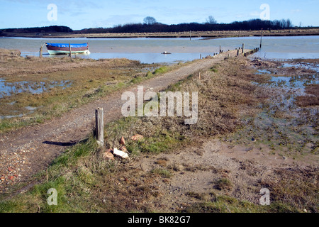 Jetty for Butley Ferry, Butley Creek river, Boyton, Suffolk Stock Photo