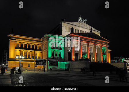 Konzerthaus, Concert Hall, Gendarmenmarkt square, illuminated, Festival of Lights 2009, Berlin, Germany, Europe Stock Photo