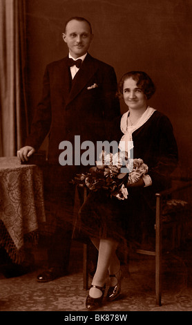 Bridal couple, historical photograph, around 1930 Stock Photo