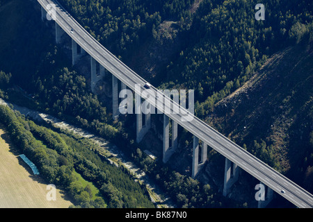 Tauern Motorway A10 near Gmuend, Liesertal Valley, aerial photo, Carinthia, Austria, Europe Stock Photo
