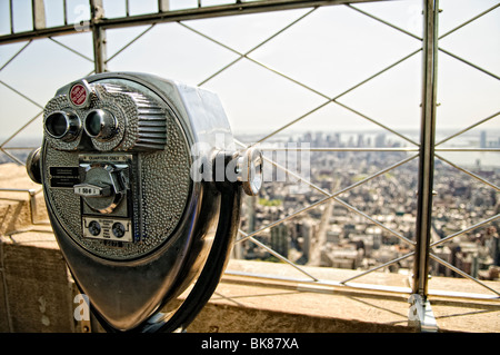 NEW YORK, NY - View from the top of the Empire State Building in New York City on a clear spring day. Stock Photo