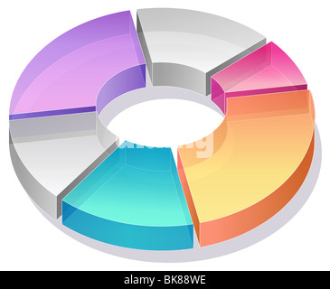color business pie chart in white backgtound Stock Photo